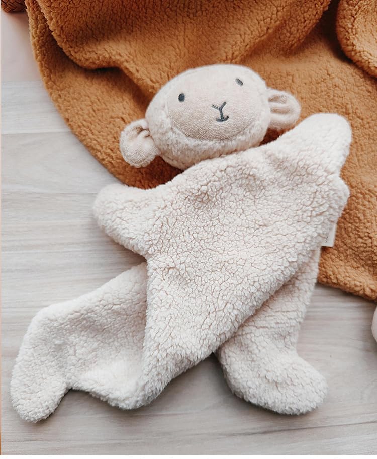 Lovey for Baby Soft Security Blanket Snuggle Stuffed Animals Toy Girl & Boy Bear&Lamb Lovey Comforter Toy for Babies 0-12months Baby Gifts for Infant and Toddler (Beige-Lamb)