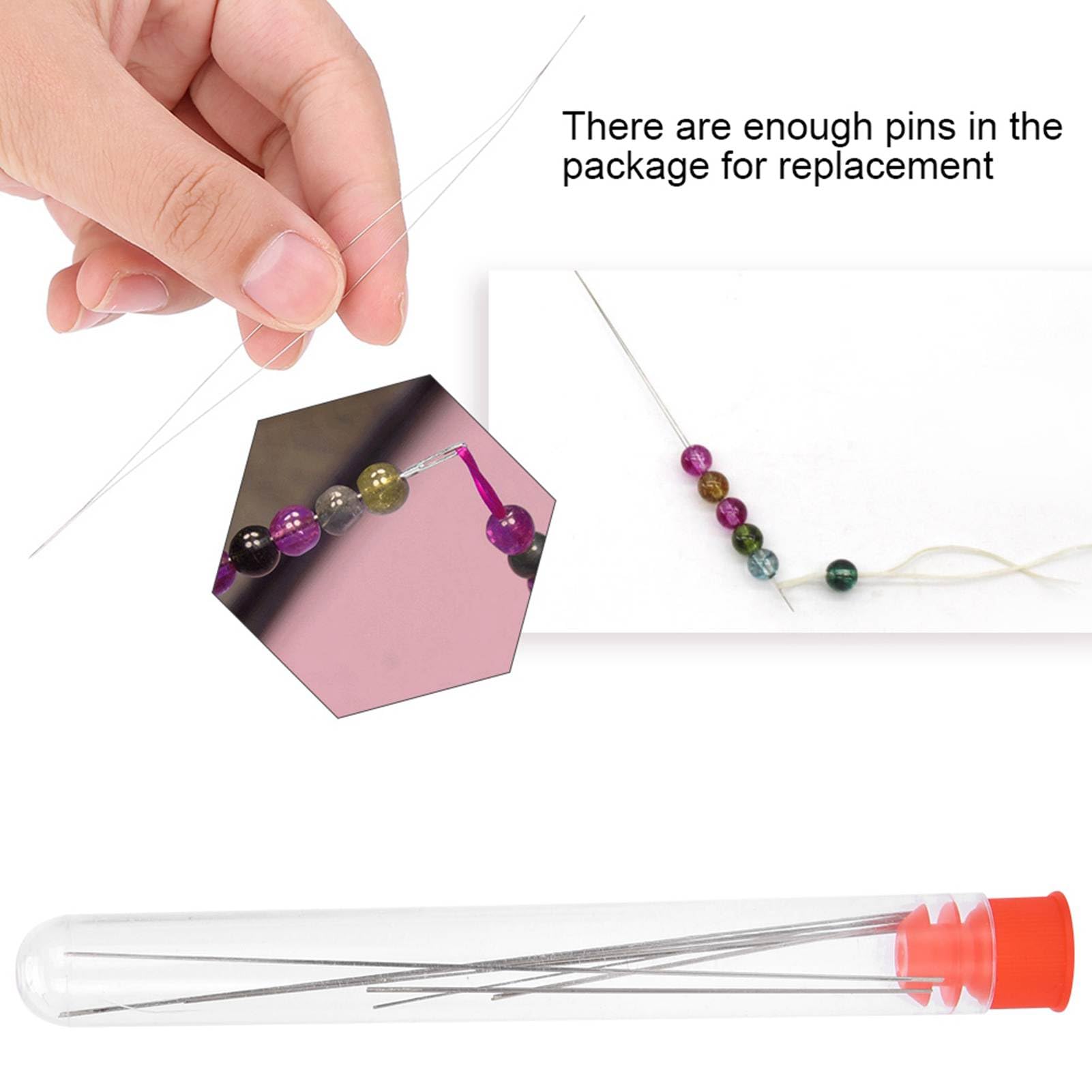 8Pcs Beading Needles Set, Thin Beading Middle Opening Necklace Threading Sewing Seed Bead Needles Embroidery Tools Needle for Beads for Jewelry Making