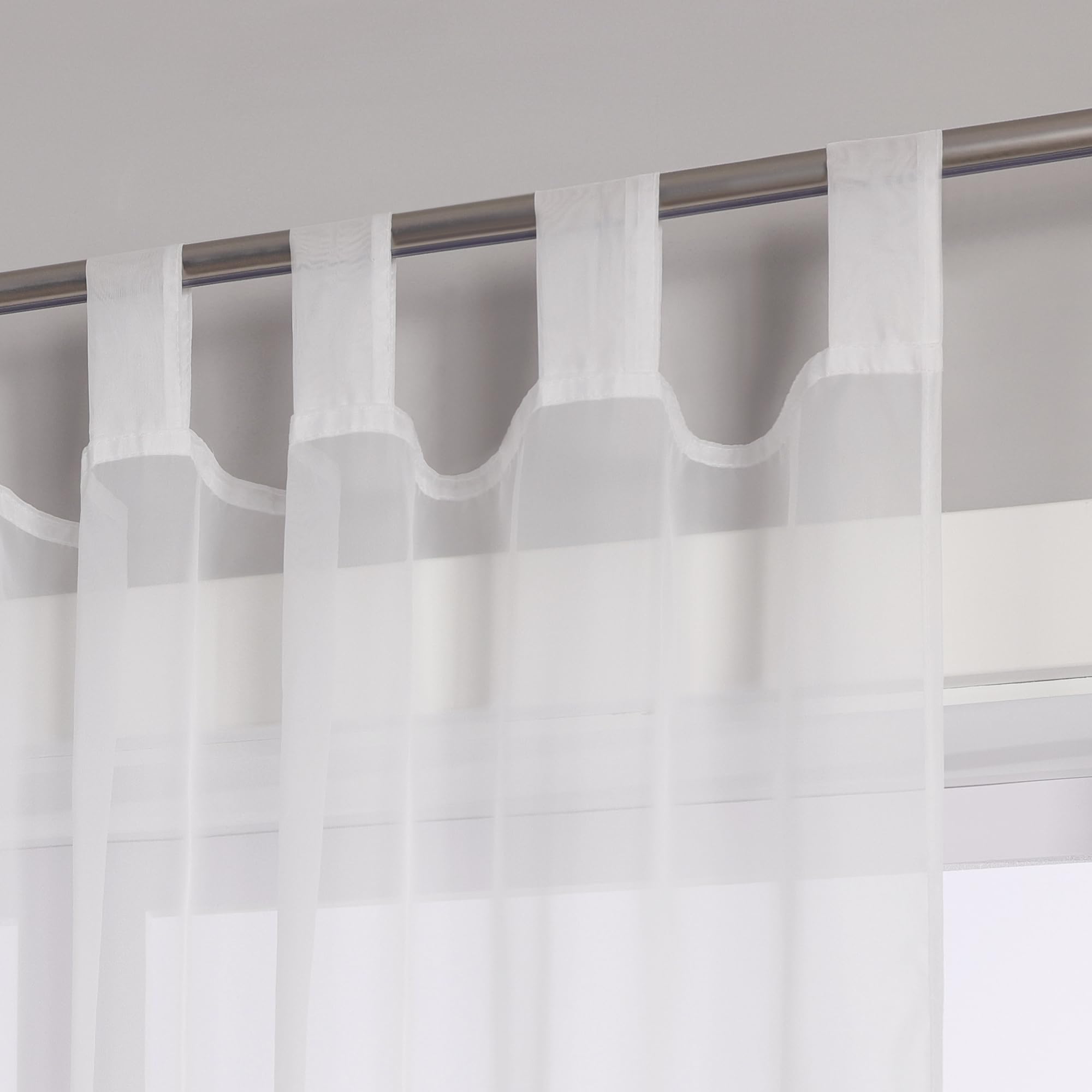Joyswahl Voile Gardine mit Schlaufen transparenter Vorhang 450x245 Weiß