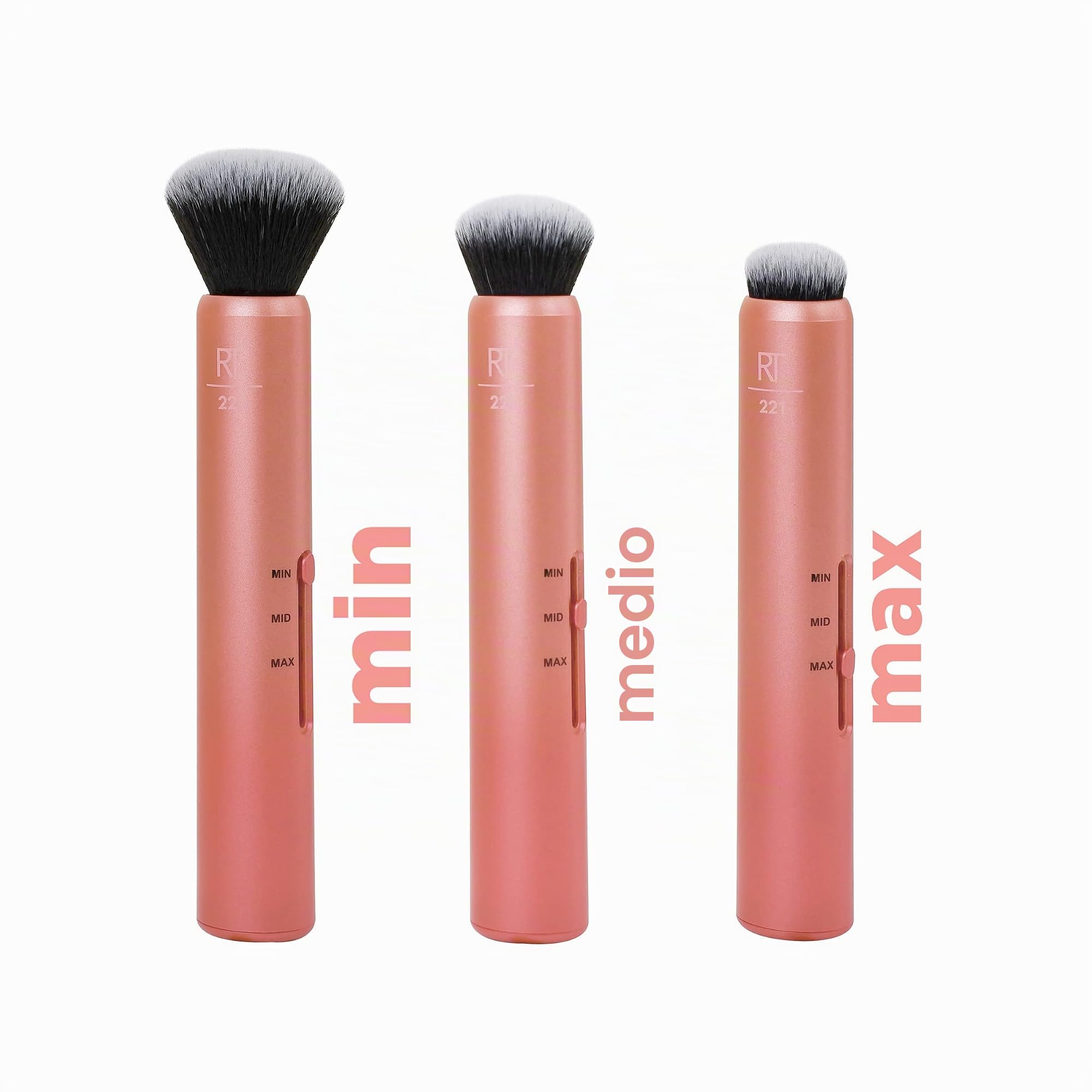 Real Techniques, pennello trucco Complexion 3 in 1, scorrevole e personalizzabile, per fondotinta e correttore