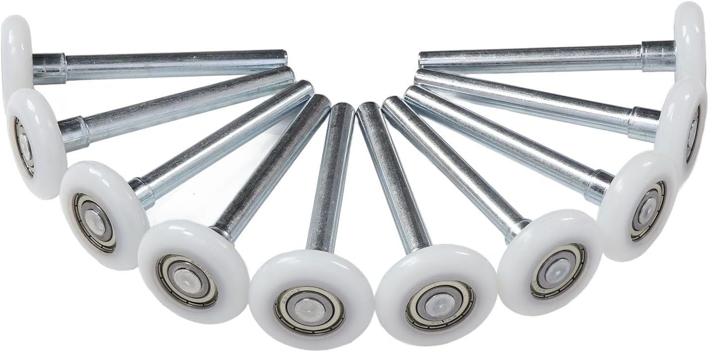 Garage Door Rollers, 10 Pack Stainless Steel Nylon Low Noise Garage Door Wheels for Garage Track Replacement, 4.72 Inch Garage Door Roller Wheel, Easy to Install, Dust