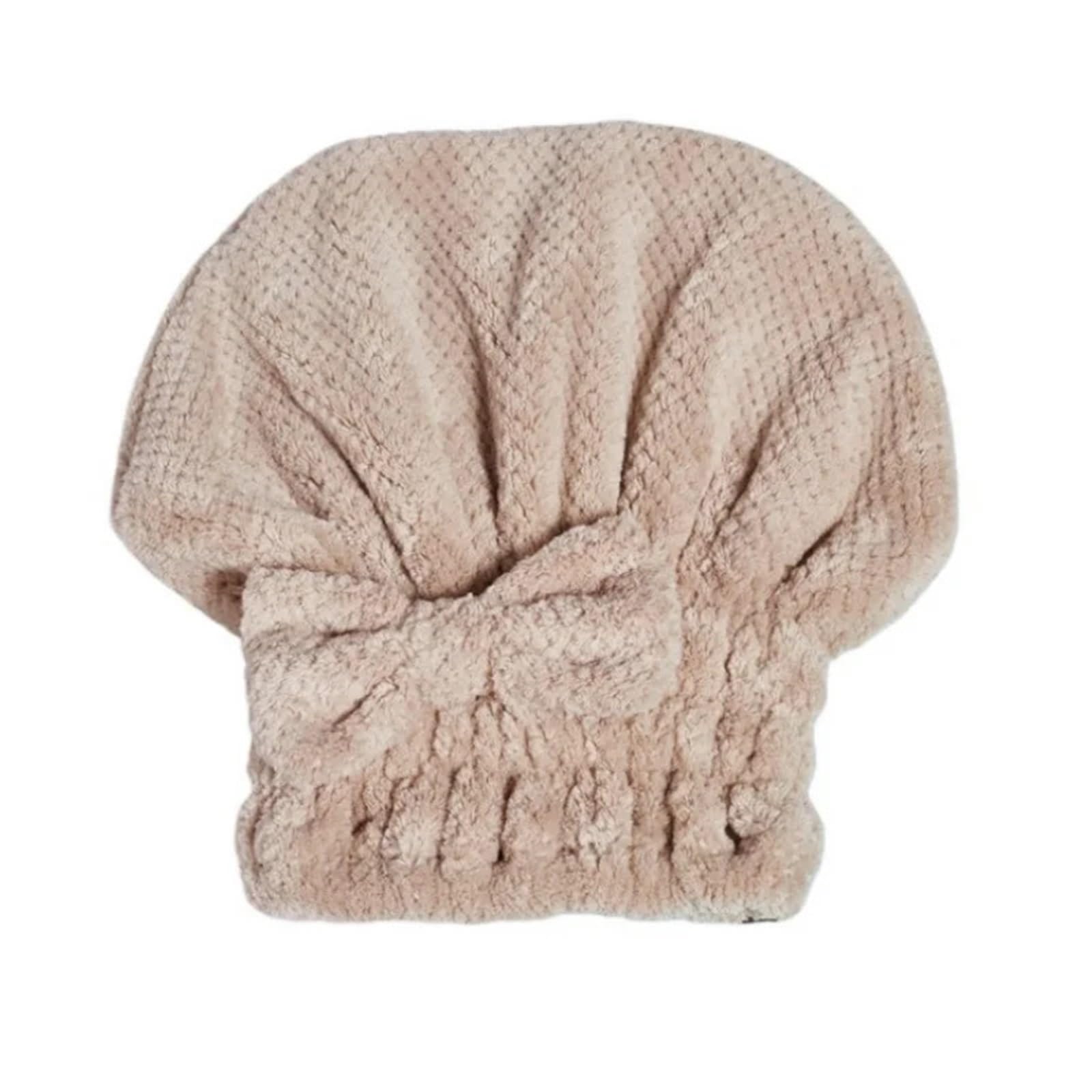 Missffcat 2 Pcs Bowknot Quick-Dry Hair Towel - Women's Absorbent Coral Fleece Drying Cap for Home and Spa Use(Khaki)