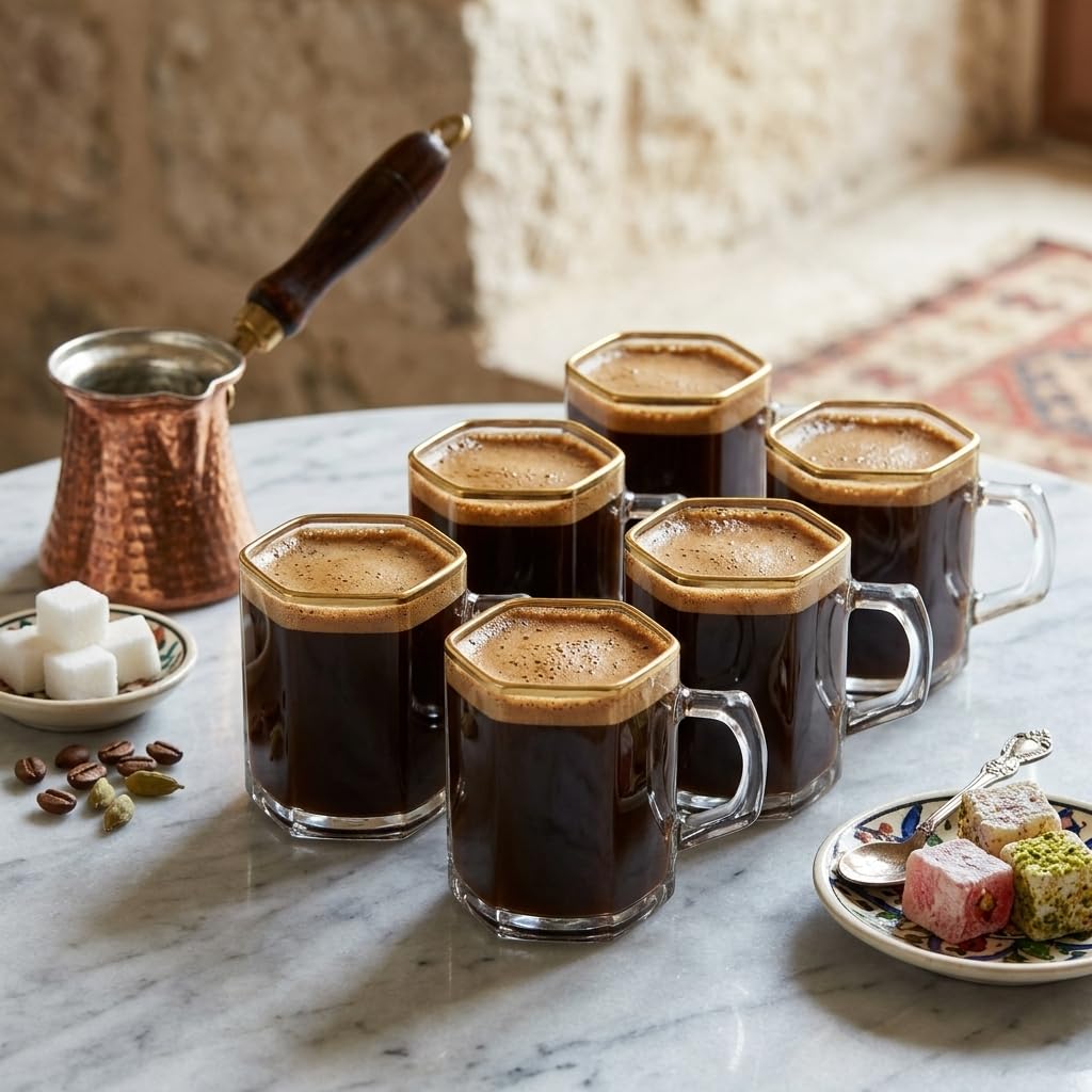 Deconox 6'lı Borosilikat Cam Kupa Seti - Isıya Dayanıklı, İnce ve Hafif Çay, Türk Kahvesi ve Espresso Bardağı Takımı (150 ml)