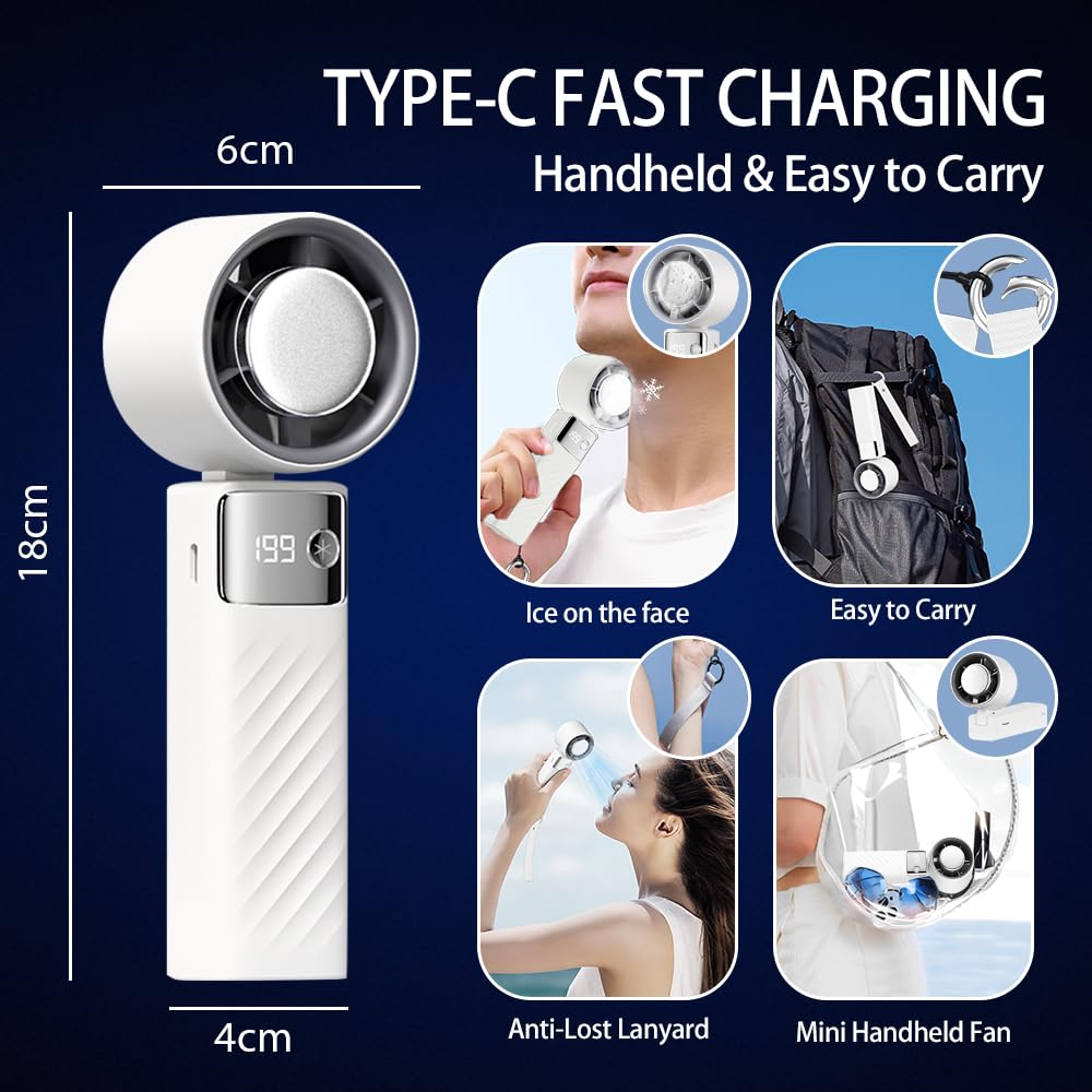 Ventilatore Da Tavolo CATGIFF - Display LED, Batteria 5000mAh, 199 Velocità, Viola - Foto 8