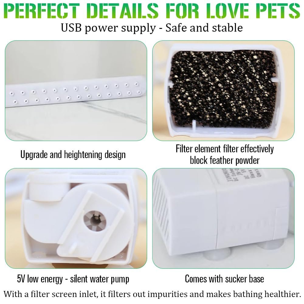 Bañera Automática para Loros, Baño Automático para Pájaros, Bañera Multiusos para Pájaros, Caja de Baño para Loros con Múltiples Grifos para Cacatúas, Periquitos y Tortolitos