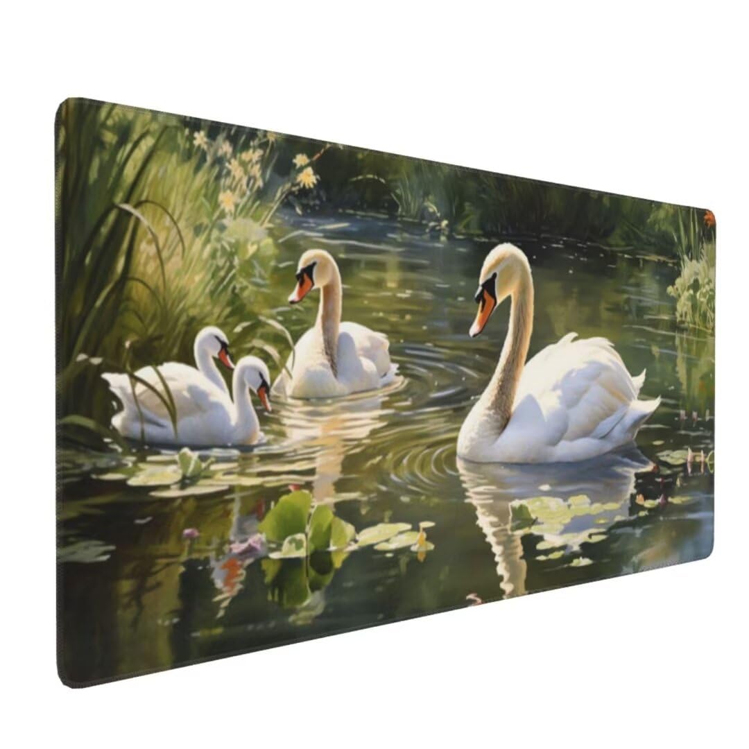 Zielona podkładka pod mysz XXL 1200 x 600 mm, wodoodporna podkładka pod mysz gamingowa XXL podkładka pod mysz łabędź podkładka pod mysz, antypoślizgowa podstawa, wysoka precyzja i szybkość dla graczy,