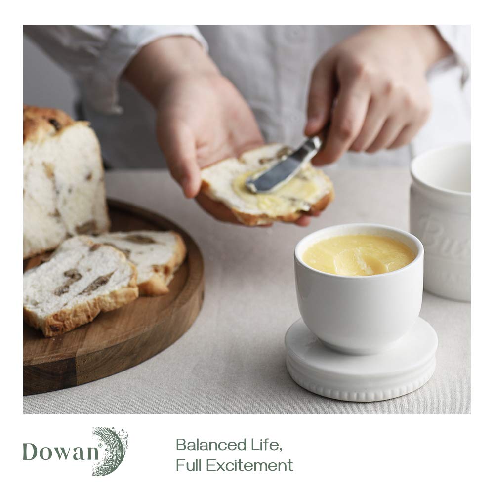 DOWAN Butter Dish with Lid, French Butter Keeper for Fresh Spreadable & Soft Butter, Ceramic Butter Crock with Waterline - Image 3