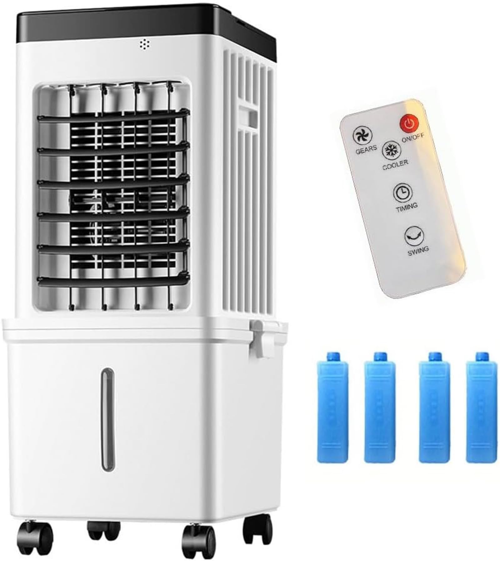3-IN-1 Portable Evaporative Air Cooler,Mechanical Model,Remote Control Air Conditioner Fan with 15L Tank, 3 Speeds,7.5H Timer,Oscillation, Low Energy Cooling Fan for Home Bedroom Office