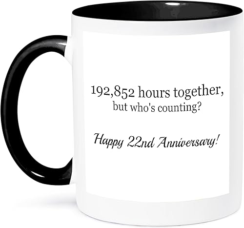 3dRose Happy 22Nd Anniversary-198852 Hours Together - Taza (1 unidad), color negro