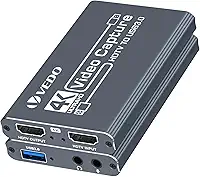 VEDO Placa de captura de vídeo 4K, dispositivo de captura de HDTV para USB 3.0 com sincronização de áudio e vídeo, compatível com consoles de jogos,para transmissão ao vivo,gravação e videoconferência