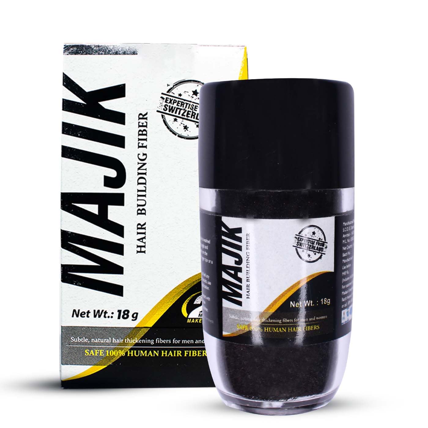 Majik Human Hair Fibers Fill In Thinning and Fine Hair for an Instantly Fuller for Women and Men Premium Hair Building Formulation with Hold Spray and Optimizer Comb (18 Gram Medium Brown)-image-48