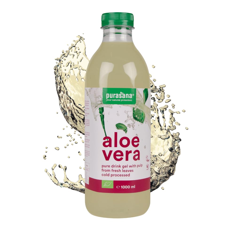 Puro Gel da Bere di Aloe Vera, Aloe biologica 99,3%. Gel estratto  dall'interno della foglia. Polpa fresca. Non pastorizzato, senza acqua  aggiunta. Digestione, sistema immunitario. 1 litro. Purasana : Amazon.it:  Salute e