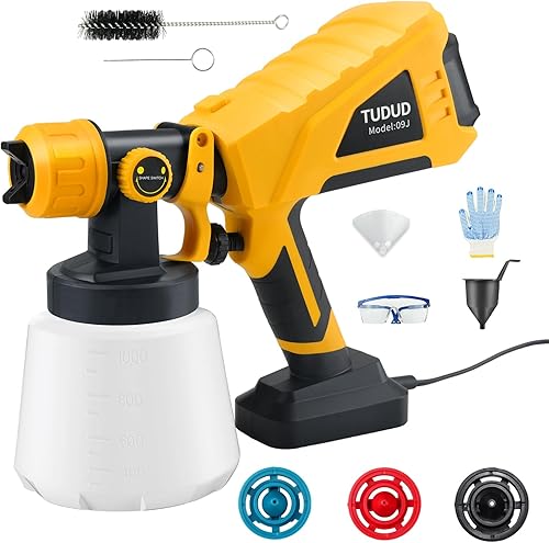 Pistola pulverizadora de pintura, pistola de pintura eléctrica, 3 boquillas y 3 patrones de pulverización con perilla de ancho de pulverización