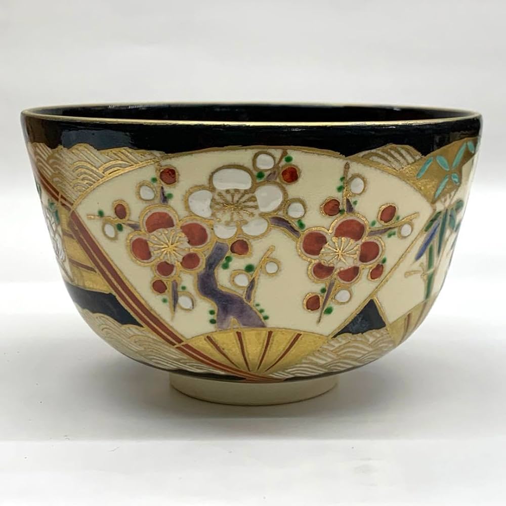 Amazon.co.jp: 茶碗 黒仁清 扇面 平安裕起 共箱 : 文房具・オフィス用品