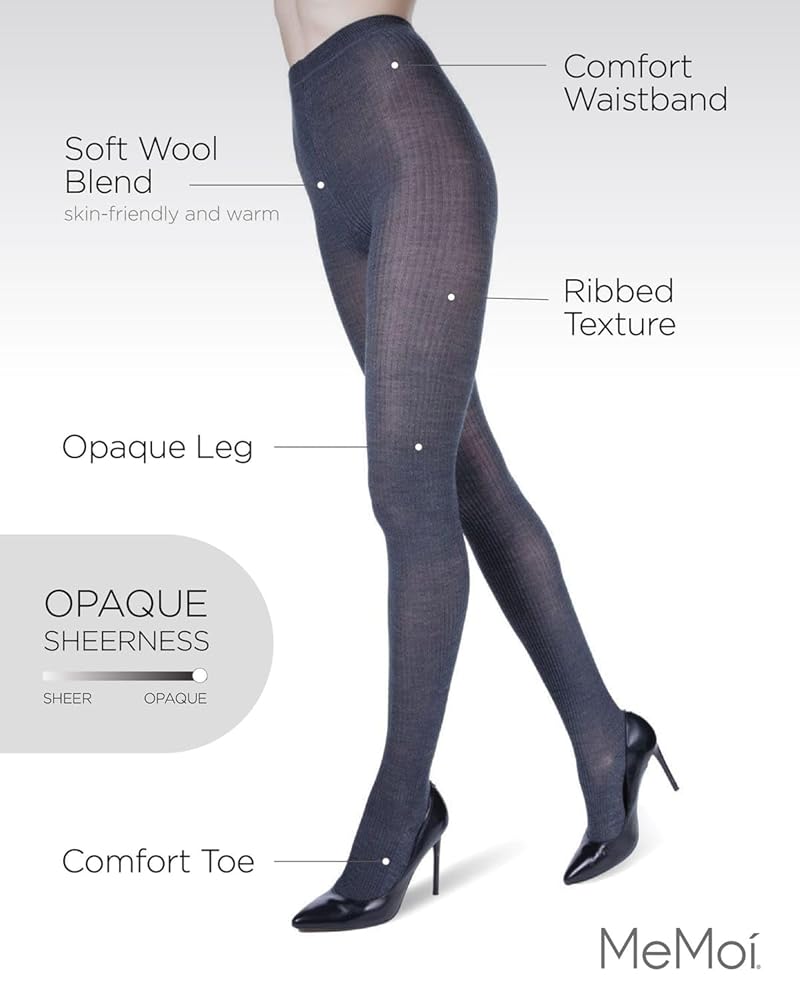 MeMoi Merino Wool Tencel Blend Ribbed Sweater Tights Dark MeMoi Merino Wool Tencel Blend Ribbed Sweater Tights Dark