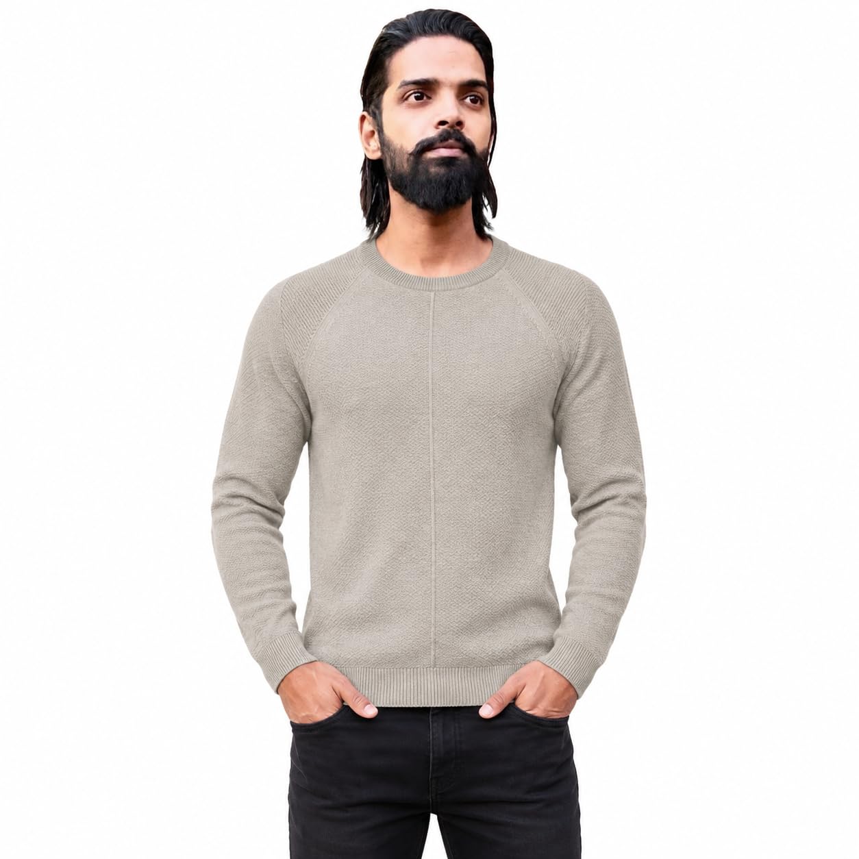chandre Men's Crew Neck Knit Sweater, Full Sleeve Pullover, Ribbed Design-picture-11