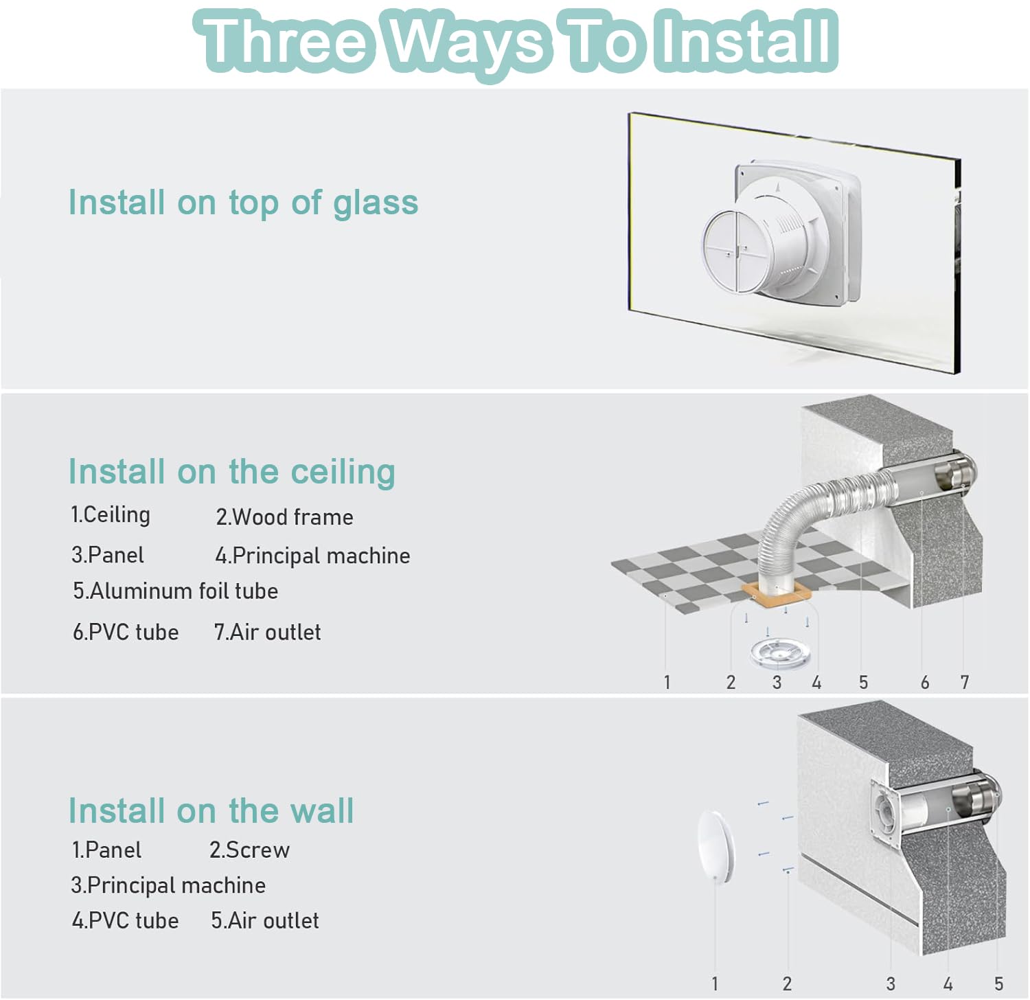 Aspiratore Bagno 100mm, Ventola Aspirazione Bagno Silenzioso, Estrattore Aria con Valvola Antiritorno, Portata 95m³/h, 34 dB, IPX4, per Bagno, Cucina, Ufficio, Garage