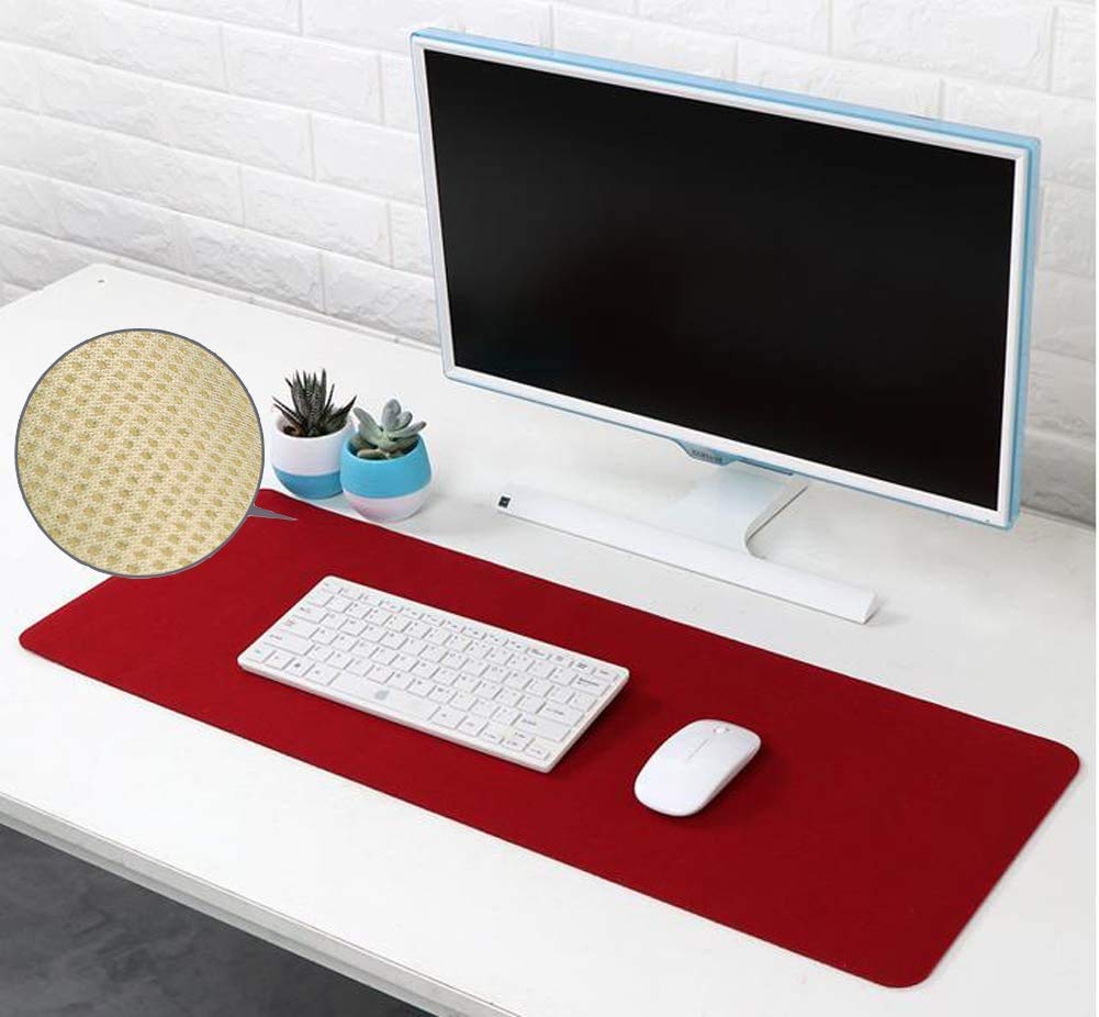 Rutschfeste Schreibtischunterlage aus Filz, umweltfreundlich, antistatisch, für Computer/PC-Mauspad 140*70cm rot