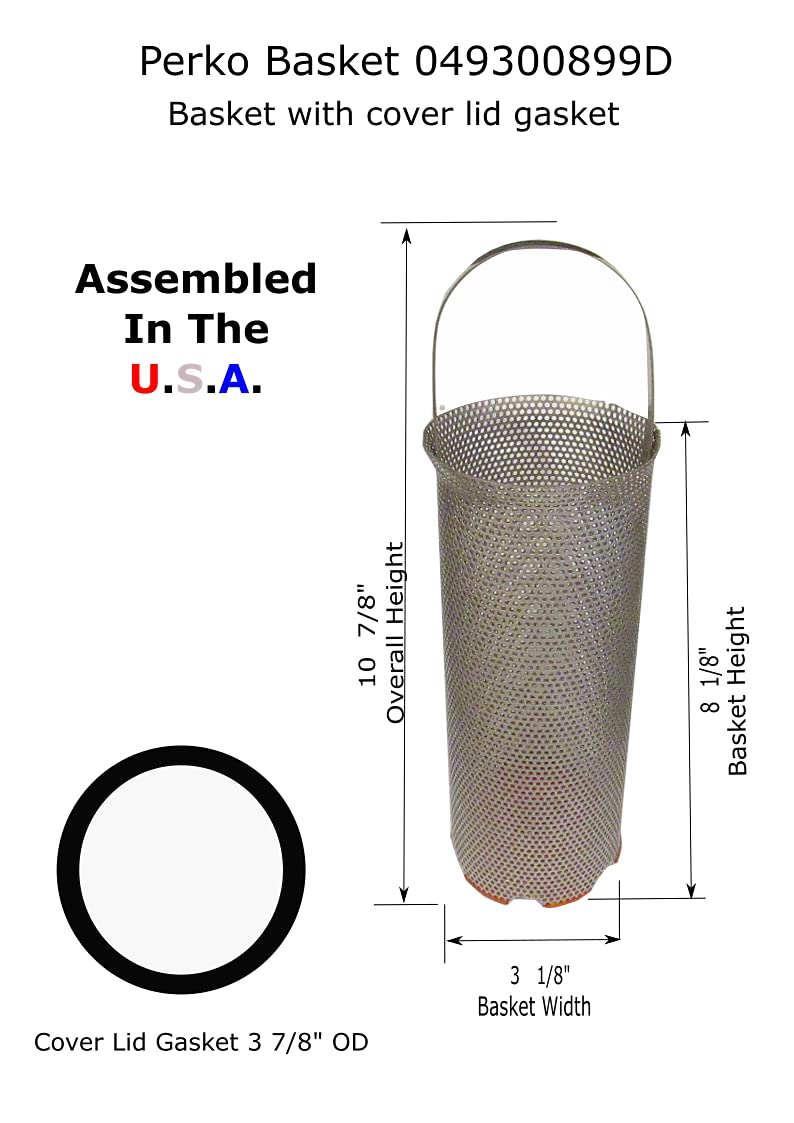 Perko 304 Stainless Steel Strainer Basket Only Size 8 f/1-1/2