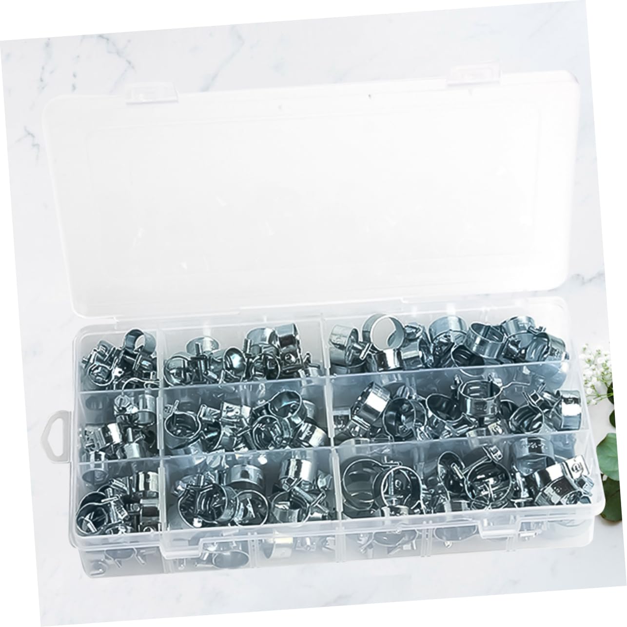 NUOBESTY Colliers de Serrage Métalliques Kit de 135 Miniatures en Métal Zingué, Polyvalents et Faciles à Utiliser Accessoires Pratiques de Plomberie pour Tuyaux D'air et D'eau
