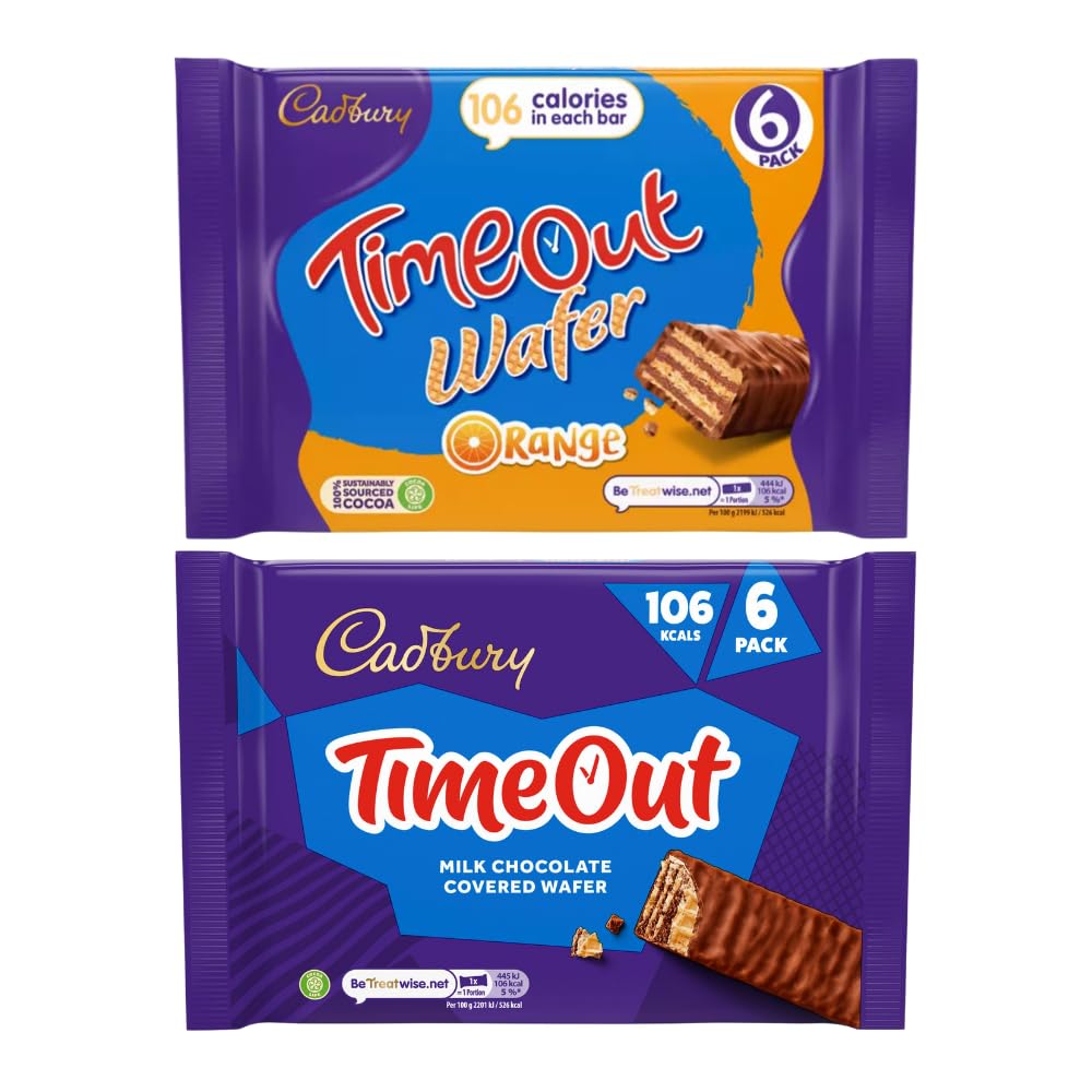 Timeout Wafer Cadbury bars Orange & Milk Chocolate 121g (Pack of 2)