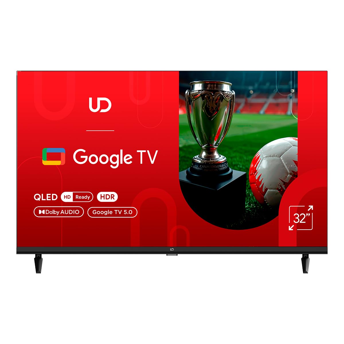 UD Smart TV 32" QLED HD Ready, Google TV, Chromecast integrado, 32QHGC5210S | Control por Voz, Dolby Audio, WiFi Dual Band, Bluetooth 5.1, HDMI y USB