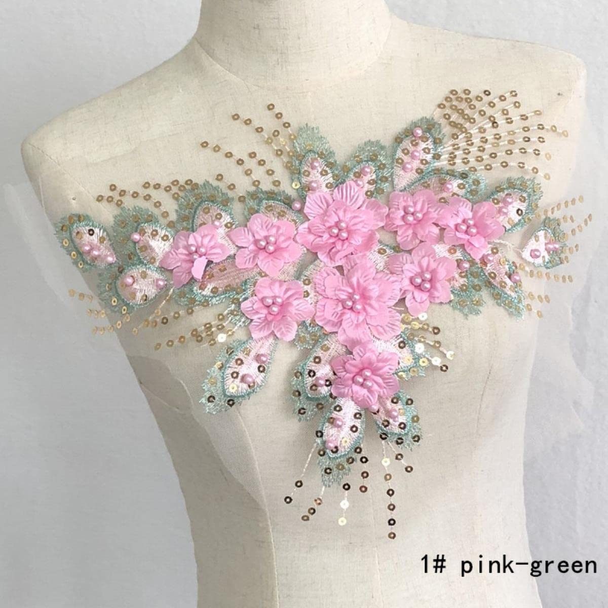 1 Pc Perle 3D Fleur Broderie Dentelle Accessoires Robe De Mariée Vêtements Accessoires Dentelle Tissu-Rouge