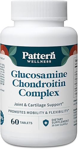 Pattern Wellness Complejo de glucosamina condroitina con MSM y ácido hialurónico - Suplemento de apoyo articular - cartílago y flexibilidad