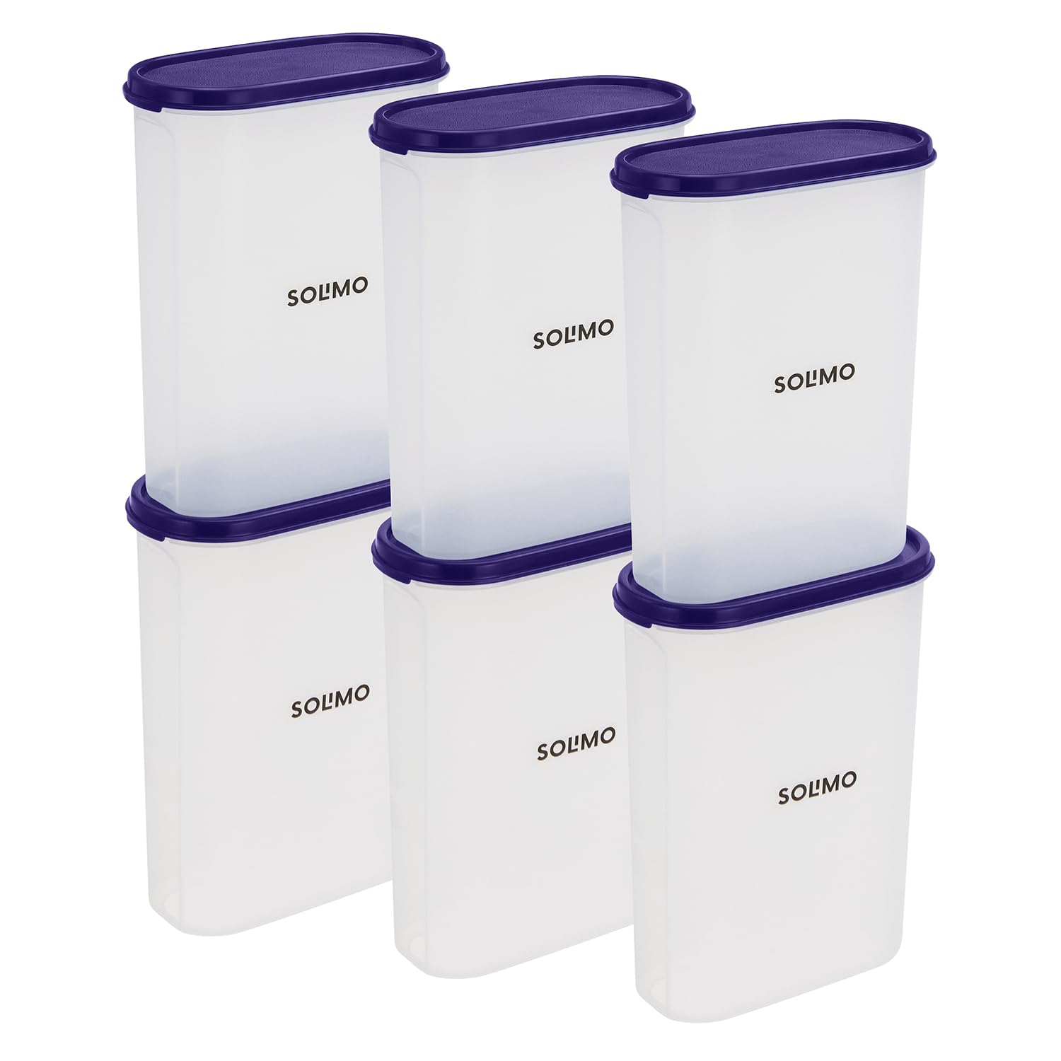 Amazon Brand - Solimo Modular Plastic Storage Containers with Lid | Airtight | BPA-Free | Set of 6 | 2.4 L (Blue) (B0CJ5BQBLX) Amazon Price History, Amazon Price Tracker