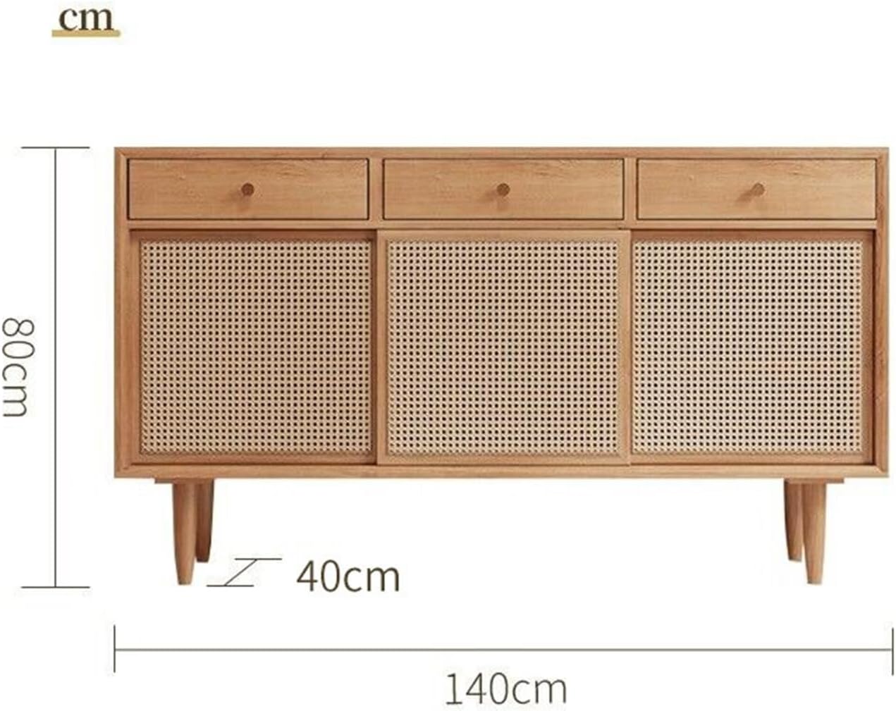 Kitchen Rattan Dining Sideboard Household Living Room Multifunctional Storage Cabinet Flat Push Door Solid Wood Pantry Buffet Cabinet