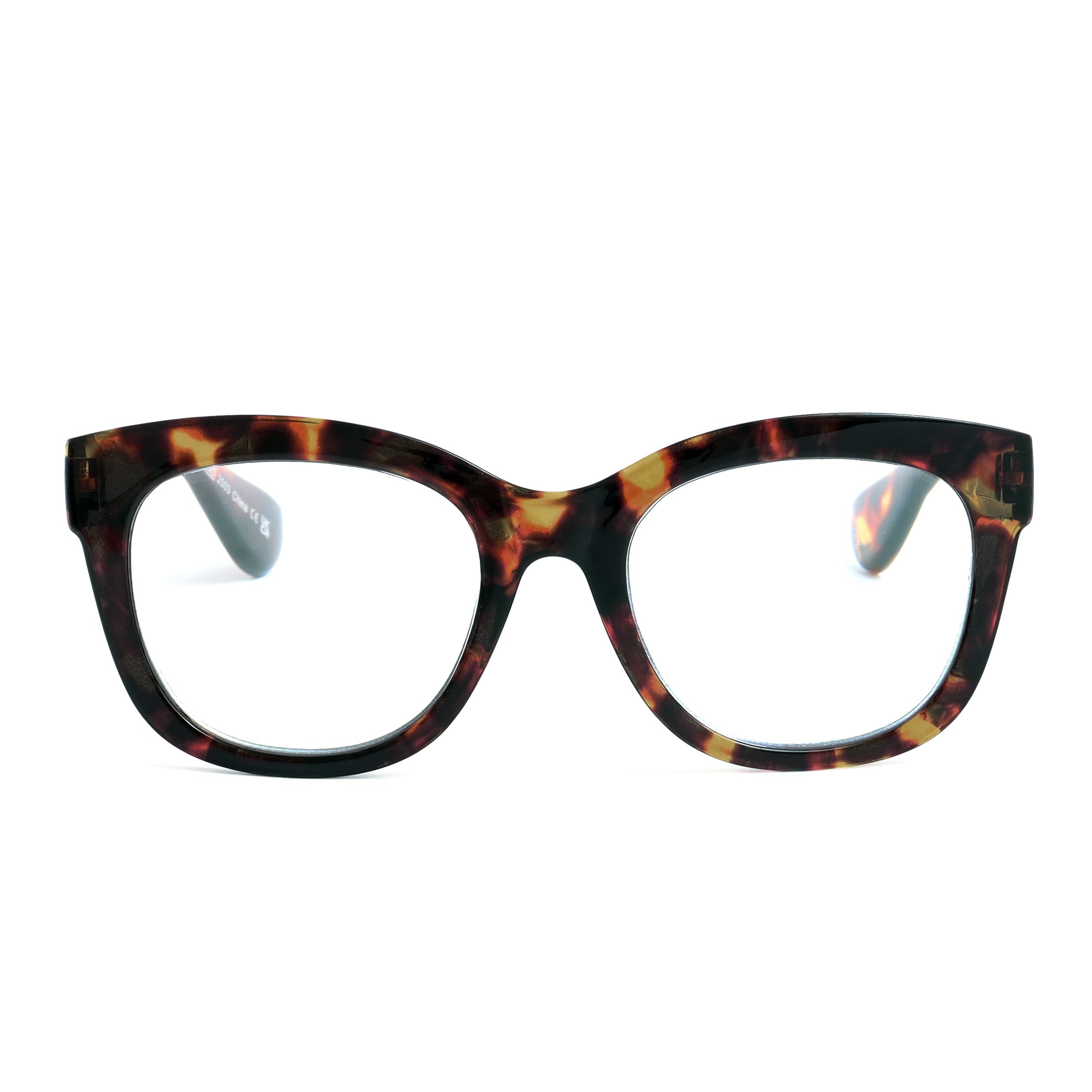 OPULIZE BIG Blue Light Blocking Reading Glasses - Bold Round Fashion Frame - Anti-Glare Anti-Reflective Computer Gaming - UV & Eyestrain Protection - Brown Tortoiseshell - Mens Womens +2.50