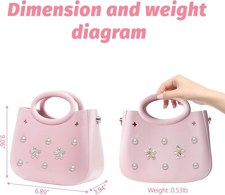 Small,Waterproof Rubber Beach Bag for Women, EVA,Beach Pool,Gym | Waterproof Rubbe,Lightweight,stylish,easily cleaned,sand,wear,Adjustable Shoulder Strap ,Perfect Gift for Girls