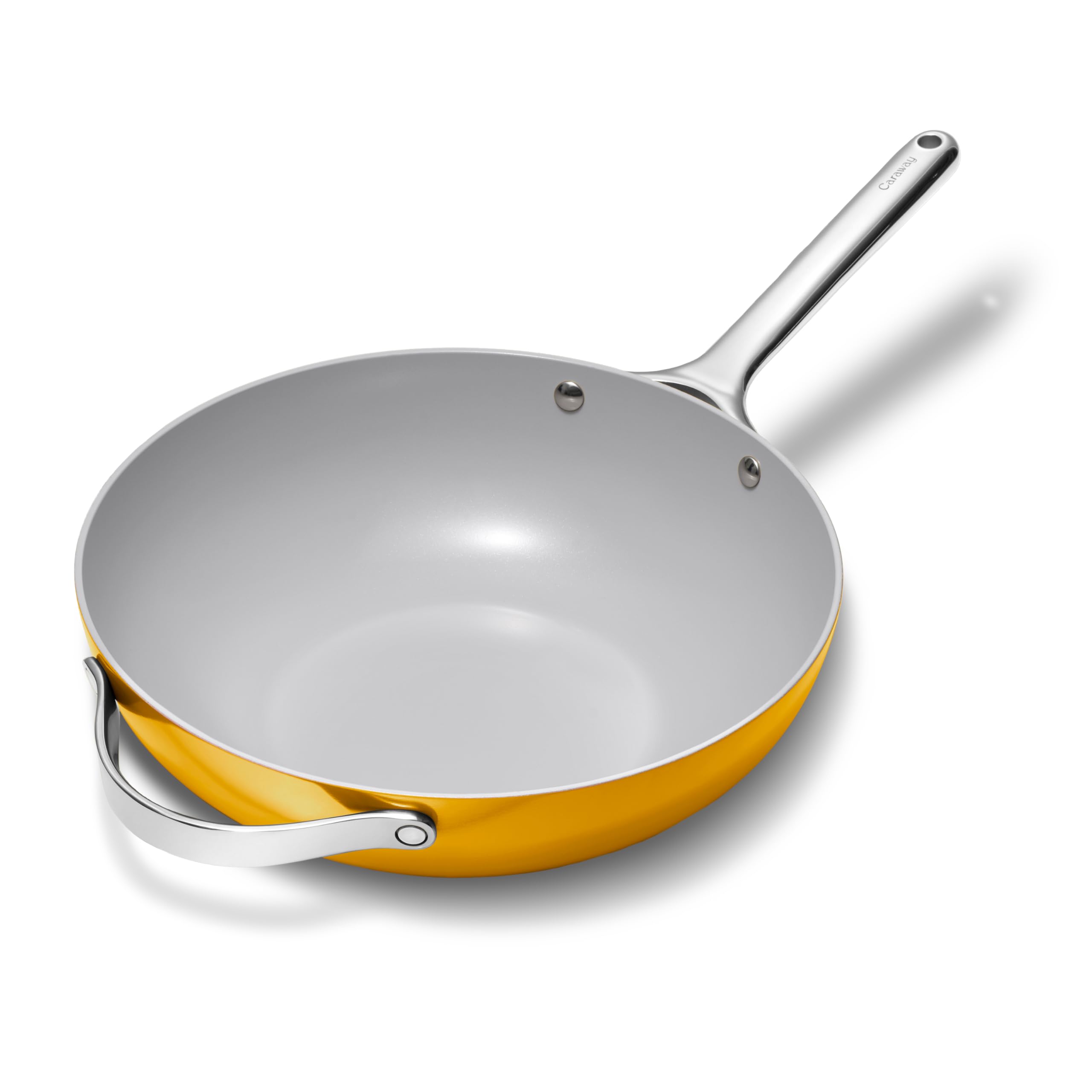 Caraway Non-Stick Stir Fry Pan - 12” Wok-Inspired Pan - Free From Forever Chemicals - High-Sloped Walls - Stainless Steel Handles - Marigold