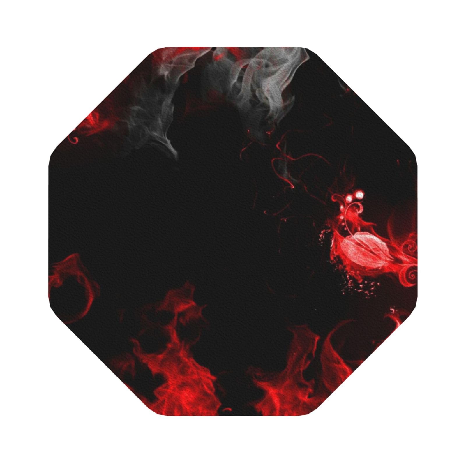 Red Black White Abstract PU Leather Coasters Set of 6 Octagon Drink Coasters