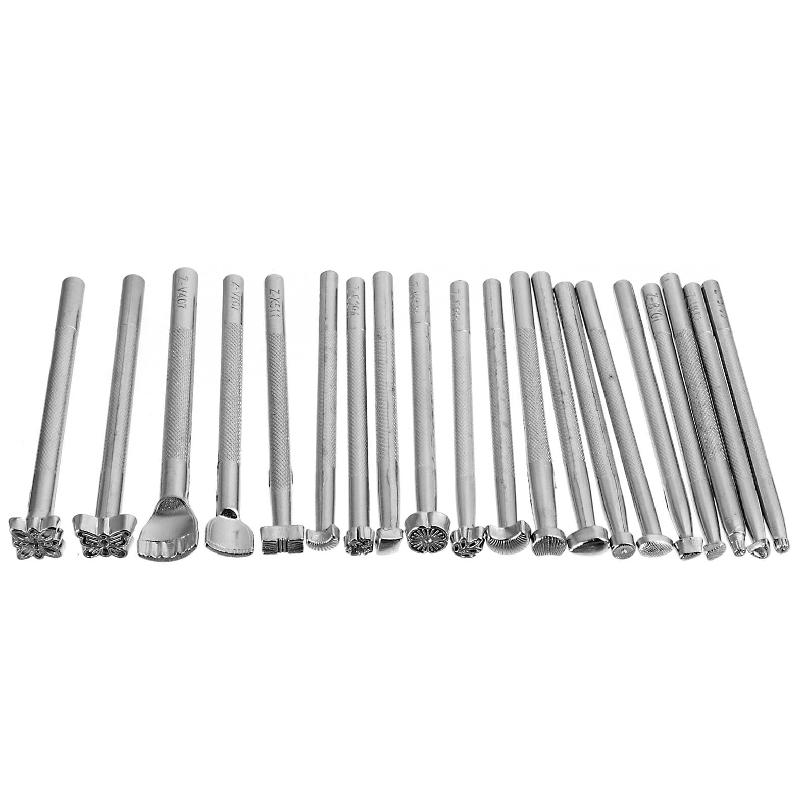 Mikikit Set Punzoni Timbri per Pelle 20 Pezzi in Acciaio Inox Argento
