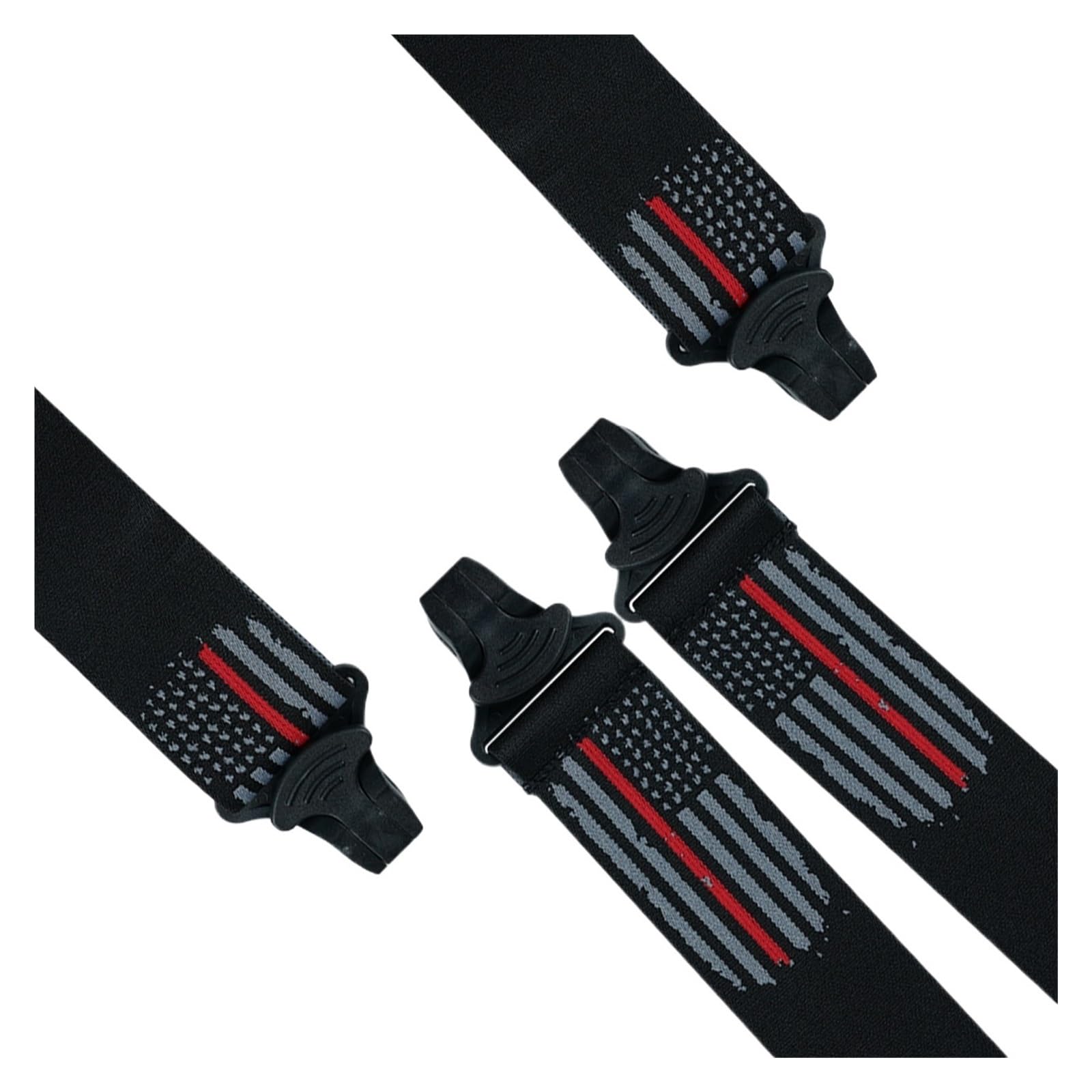 Tirantes elásticos con clip de plástico en forma X y parche cuero, aptos for aeropuertos para trajes y ropa formal