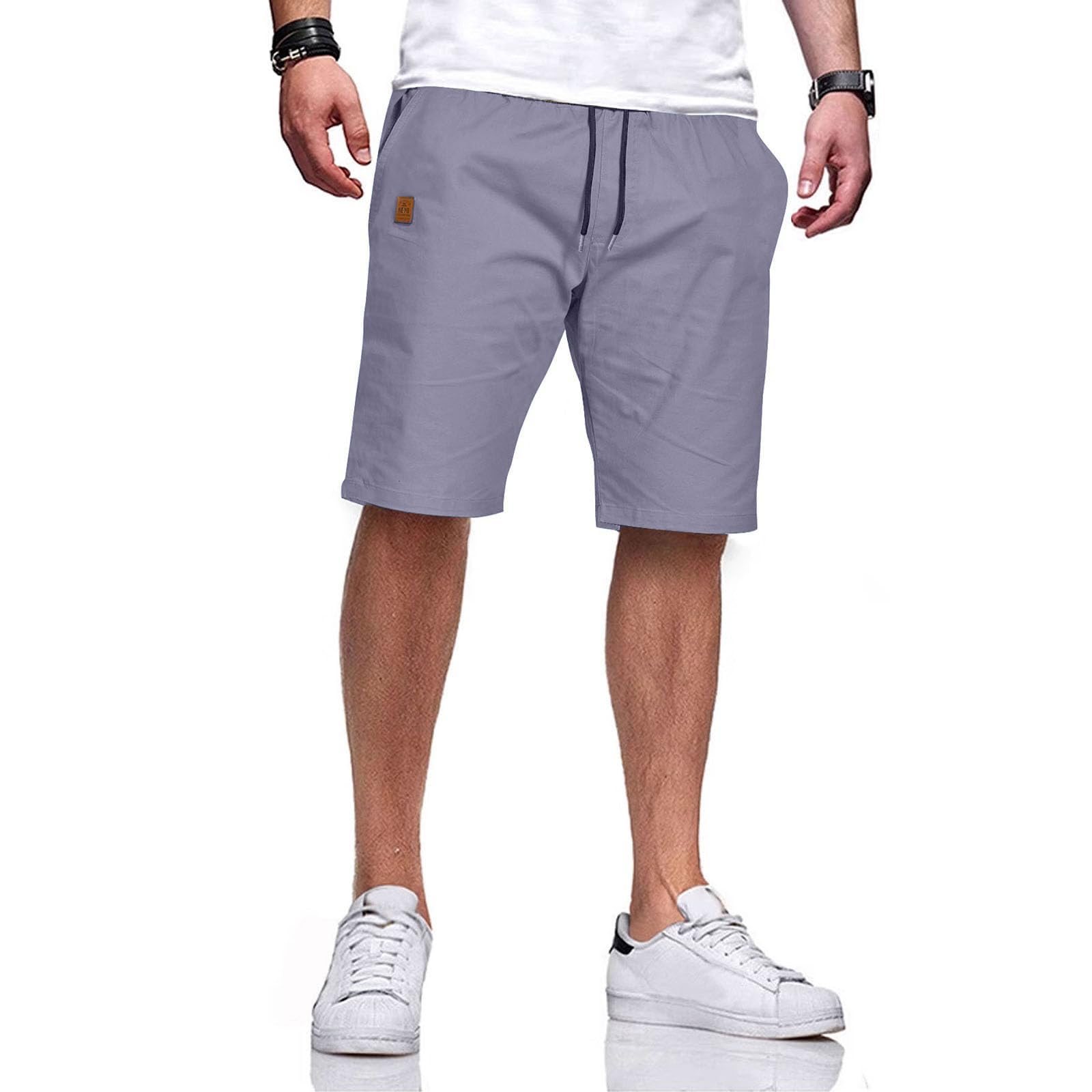 JustSun Kurze Hosen Herren Baumwolle Elastische Taille mit Tunnelzug