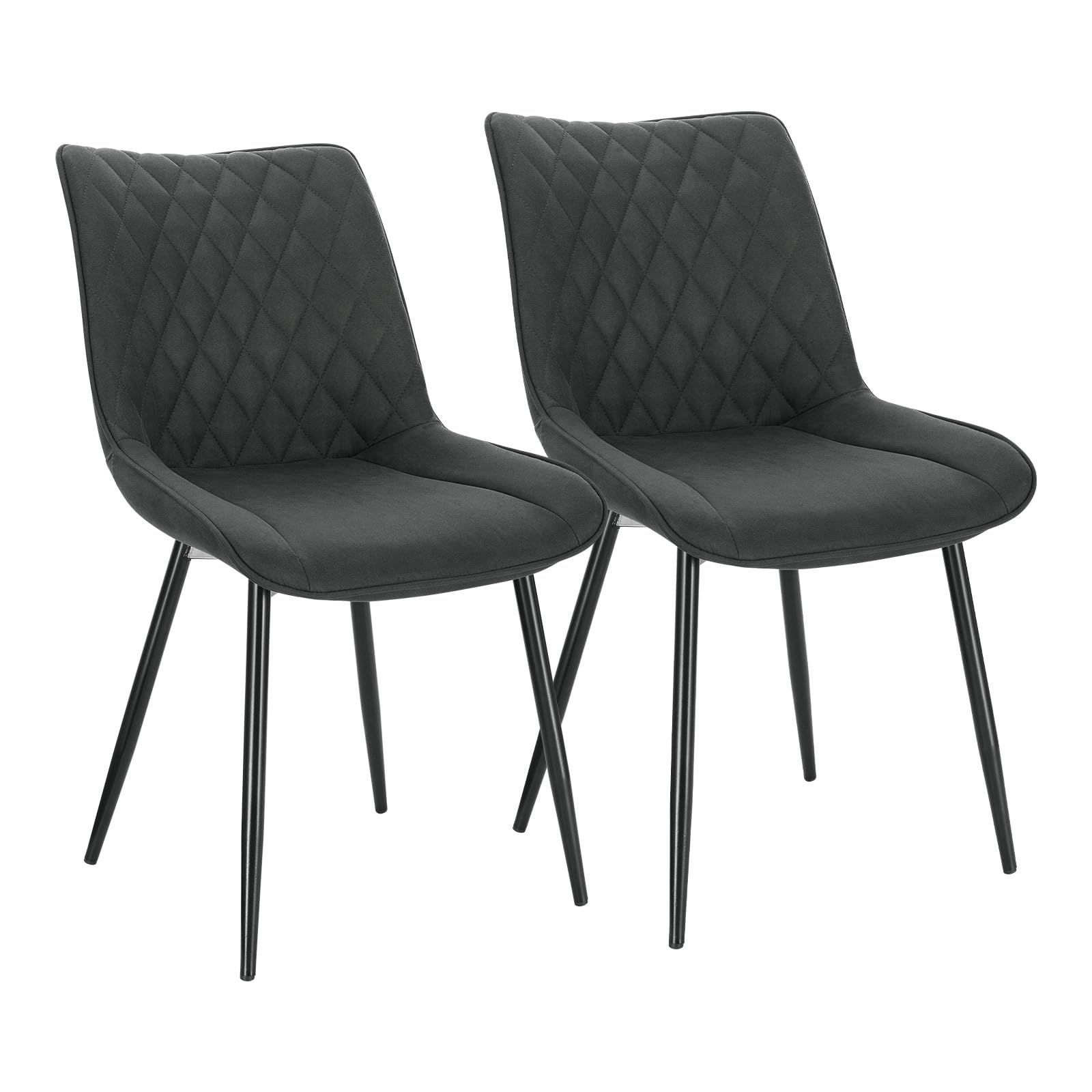 WOLTU Esszimmerstühle 2er Set, Küchenstühle, Wohnzimmerstühle, Polsterstühle mit Rückenlehne, für Esszimmer, Küche, Wohnzimmer, Büro, Sitzfläche aus Stoffbezug, Metallbeine, Anthrazit BH248an-2