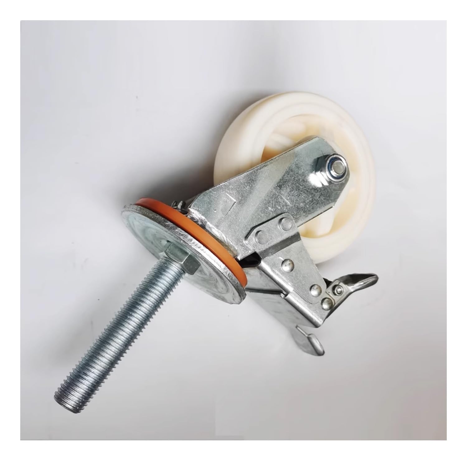 Ruote con Perno filettato M20 - Set di 4 Ruote girevoli in Nylon per impieghi gravosi da 4/5/6 Pollici con Freno per macchinari industriali e Attrezzature. Ruote con Cuscinetti Ideali per la