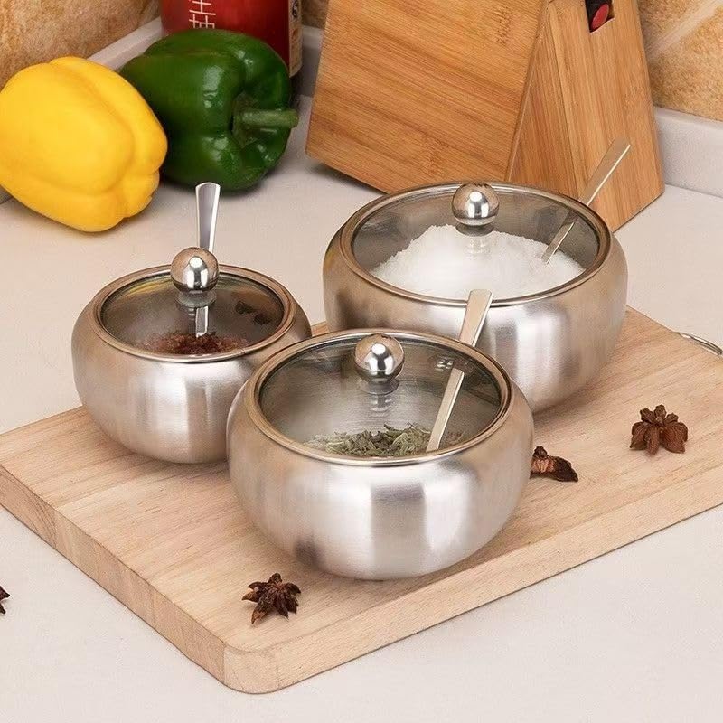 Thickened Stainless Steel Seasoning Jar Kitchen Utensil Storage Box for Seasonings