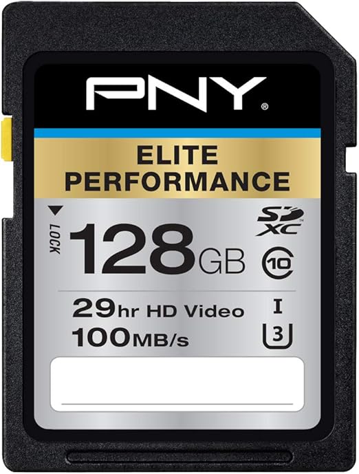 PNY 128GB Elite Performance Class 10 U3 SDXC Flash Memory Card - 95MB/s, Class 10, U3, 4K UHD, Full HD, UHS-I, Full Size SD