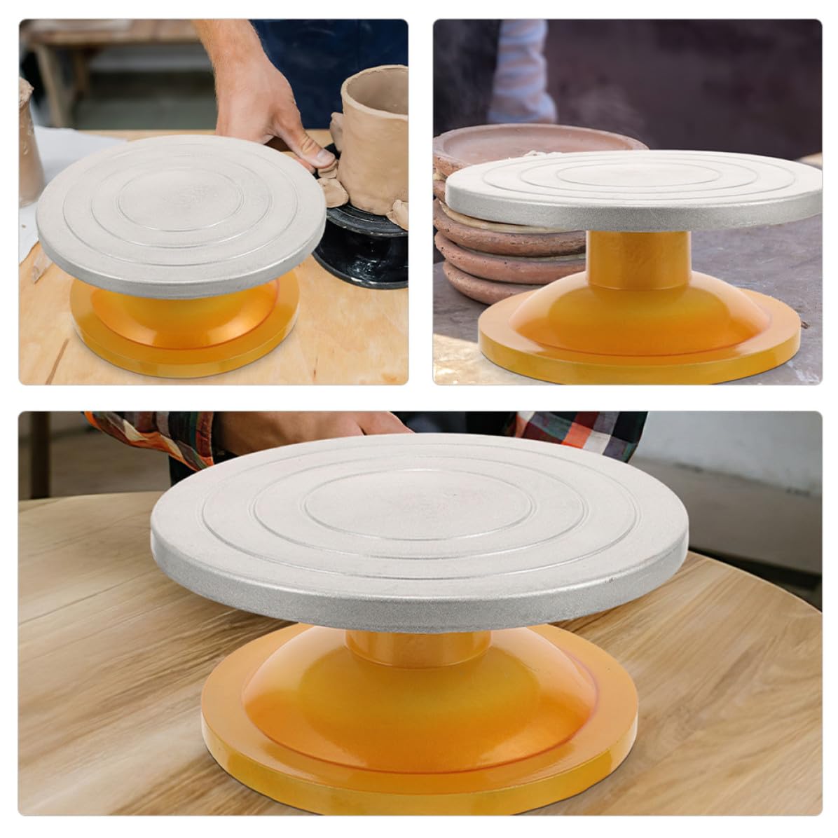 Luxshiny 2 Piezas Soporte Giratorio para Pasteles Base Estable y Plataforma Elevada, Plato Giratorio para Postres de Plástico y Metal Adecuado para Decoración Creativa y Repostería