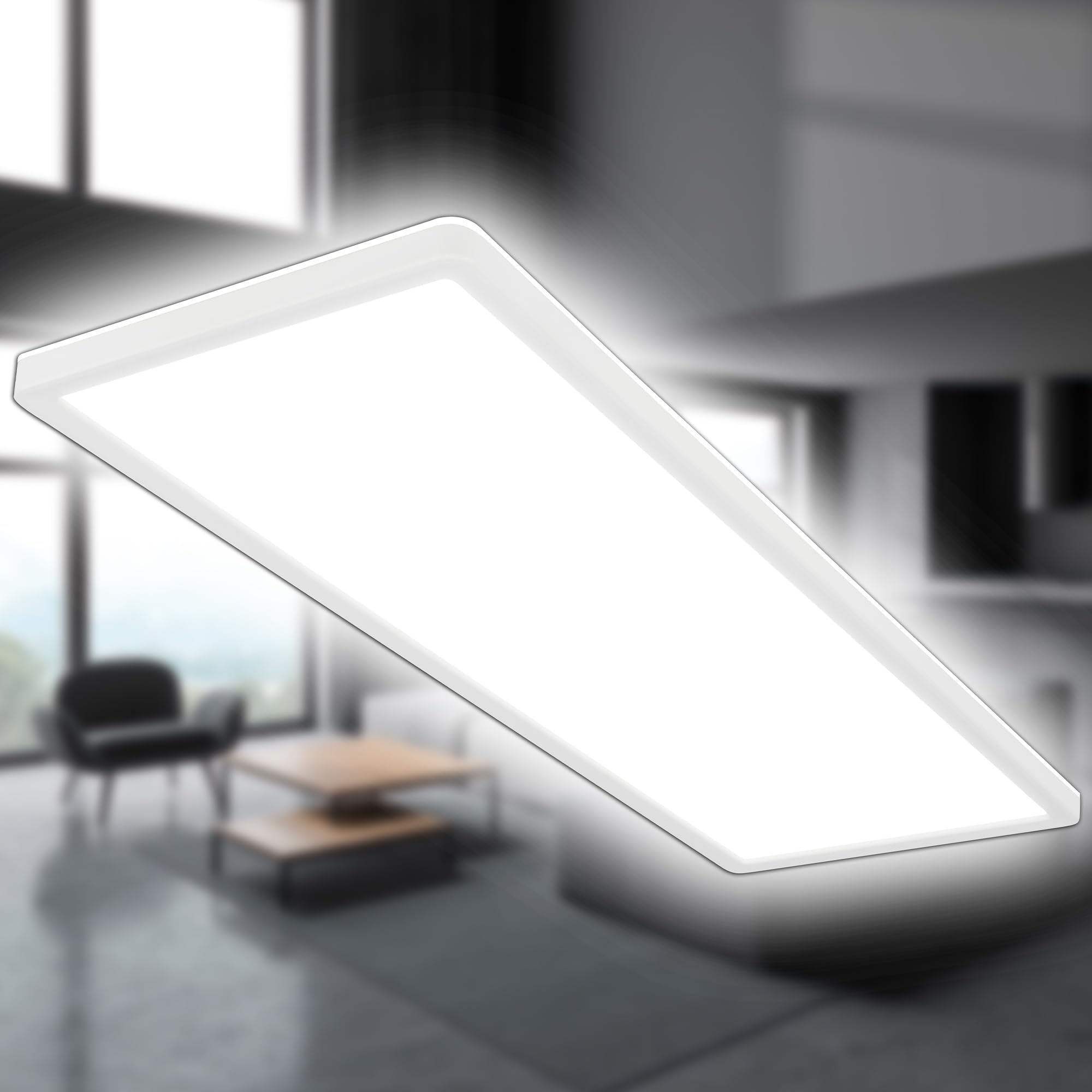 B.K.Licht - LED Ceiling Light - Slim Panel - 22W - 3000lm - 4000K - White