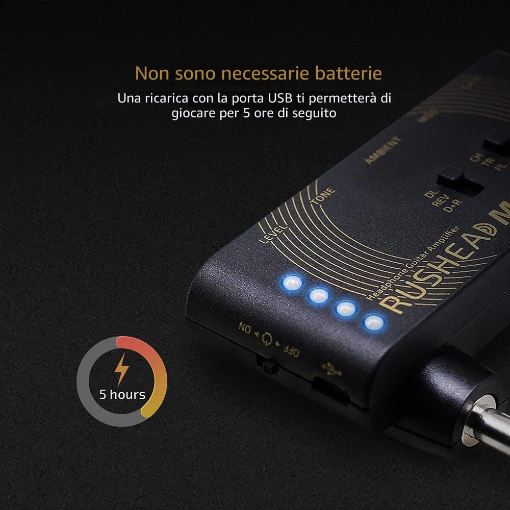 Valeton Rushead Max USB ricaricabile portatile tascabile chitarra amplificatore per cuffie Carry-on camera da letto plug-in multi-effetti