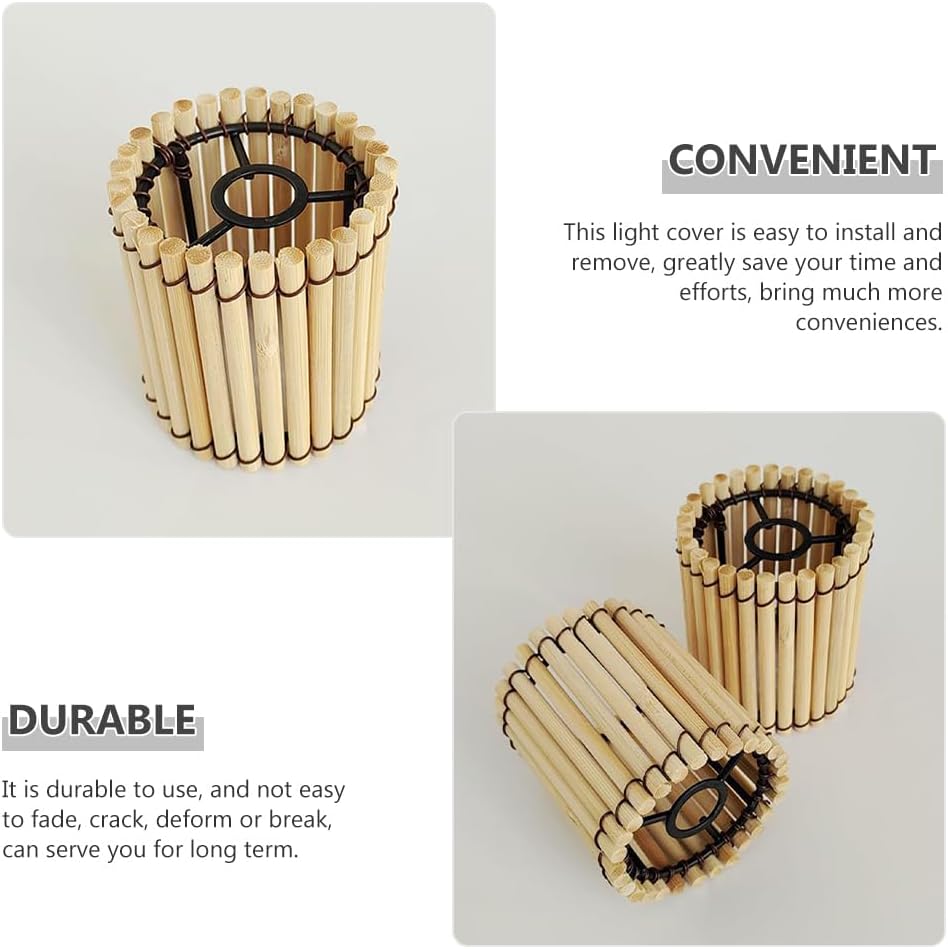 Hemoton Bamboo Lampshade Woven Pendant Light Cover Small Hanging Lamp Shade for Softer Lighting and Easy Installation