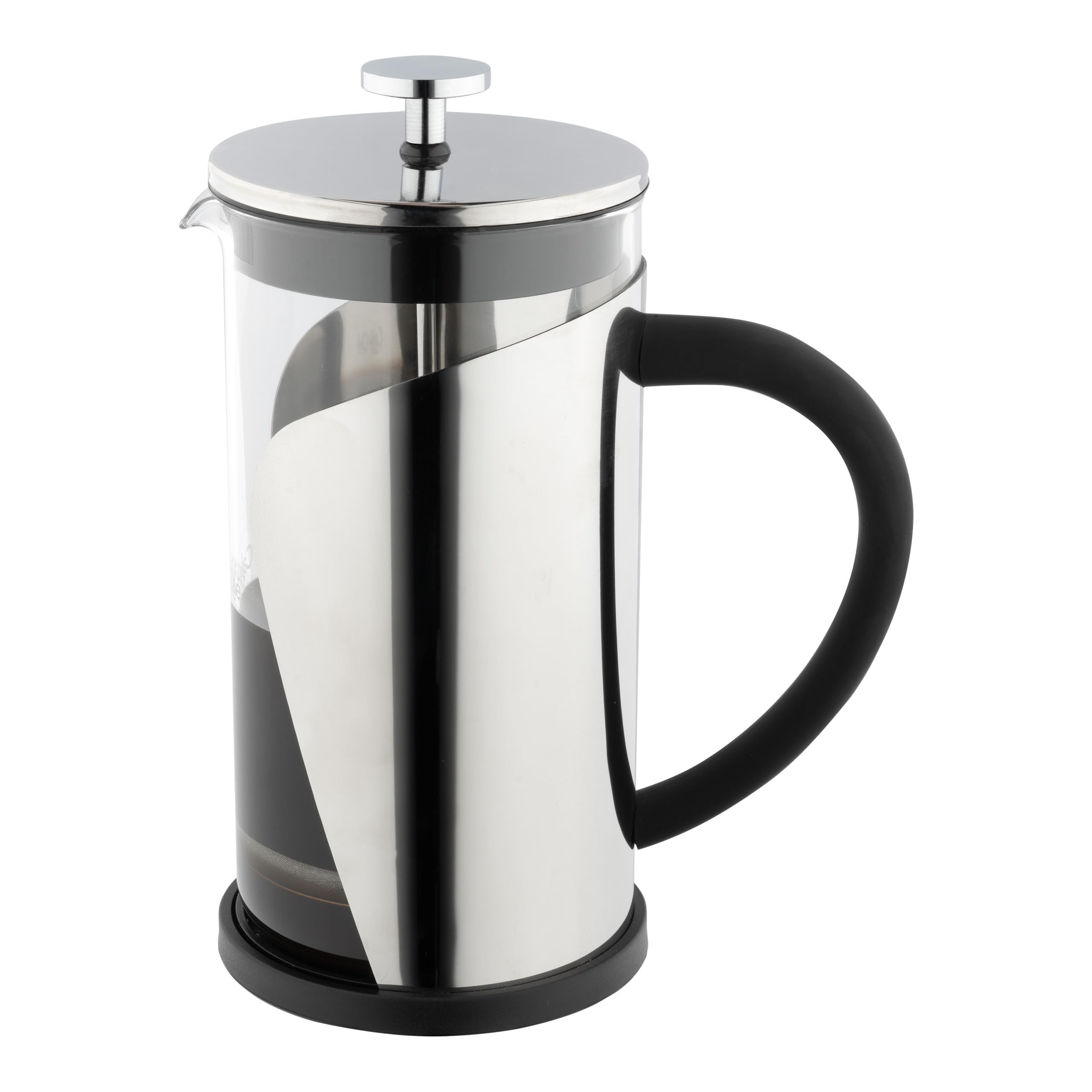 Café Olé Cafetera Cromo, 1 Litro, Prensa Francesa, Para Café de Filtro, Acero Inoxidable, Pulida a Espejo, QM-10C-1