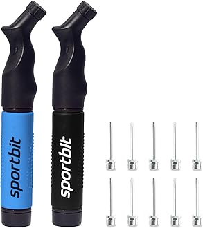 SPORTBIT Ball Pump for Sports Balls - Push & Pull Inflating System - Hand Pump for All Exercise Balls - Volleyball Pump, Basketball Inflator, Football & Soccer Ball Air Pump - Goes with 5 Needles Set