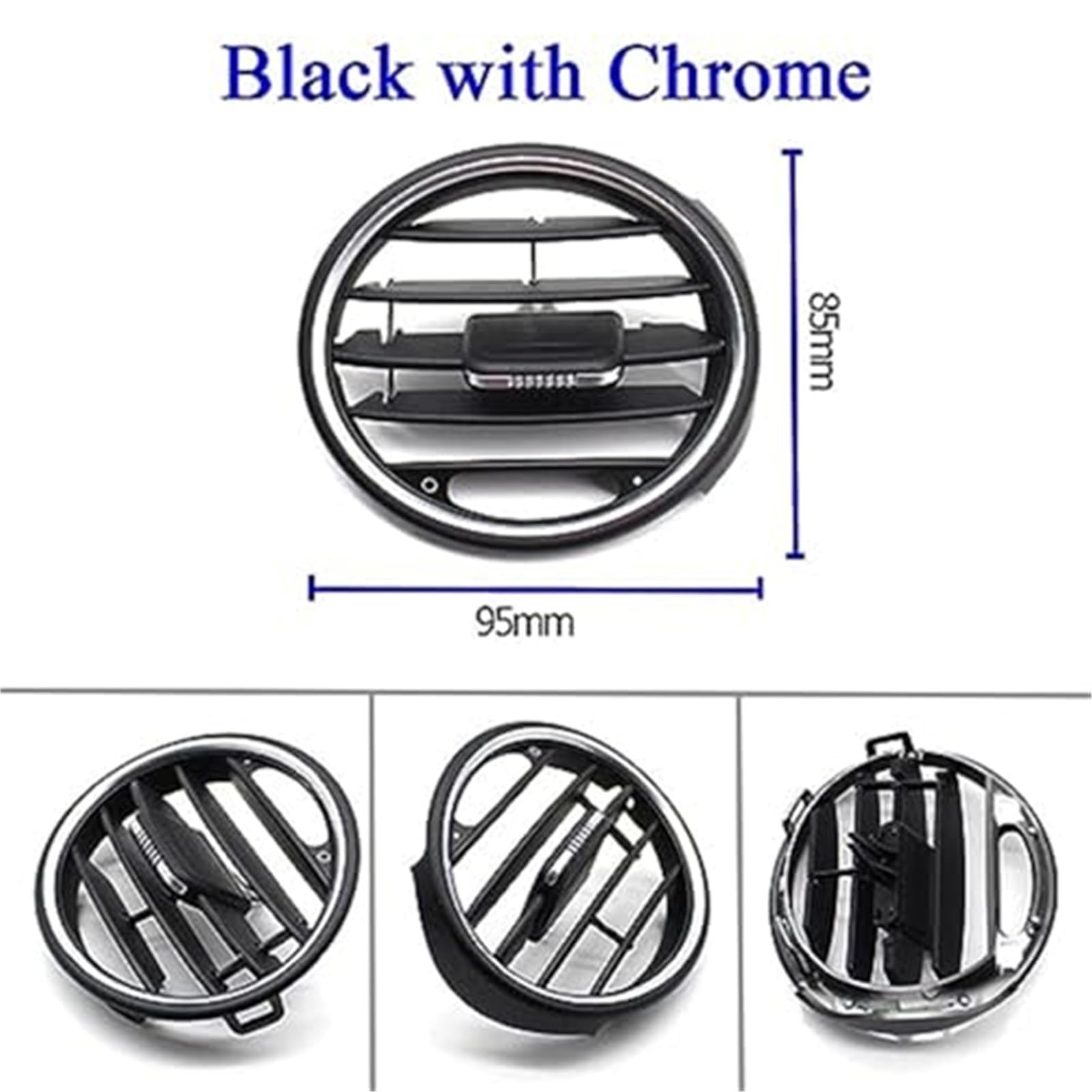 Pannello anteriore cruscotto aria condizionata griglia di ventilazione copertura, per Porsche, per Boxster Cayman 987 2006-2012 bocchetta dell'aria dell'auto(Black Black With Chrome)