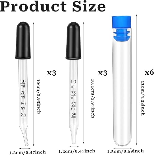 Miniatura 3 de KALIONE Paquete de 6 cuentagotas para ojos, 0.0 fl oz de cristal con medición, pipeta cuentagotas para aceite esencial, alimentación, cuidado de la