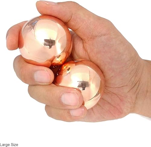 Miniatura 2 de Top Chi Bolas Baoding de cobre sólido con bolsa de transporte para terapia de manos, ejercicio y alivio del estrés (grande de 2 pulgadas)